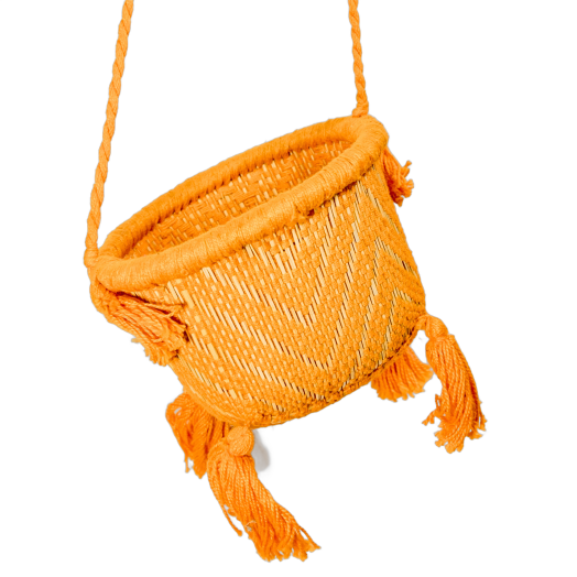 Cesto Laranja c/ Alça Buriti e Algodão - Etnia Suyá MT 1