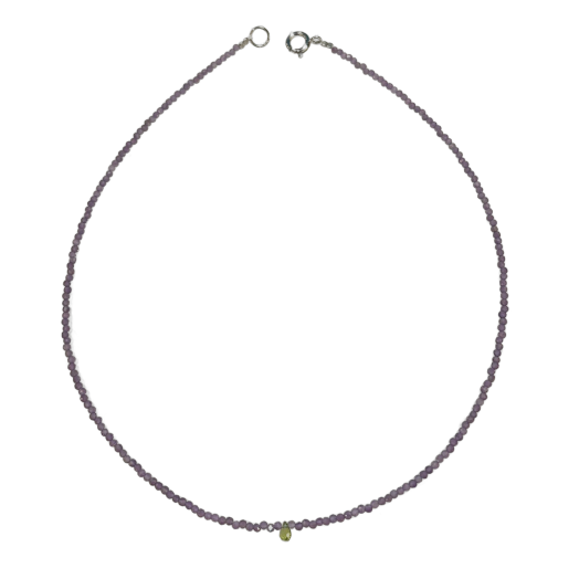 Colar de Pedra Ametista com pingente Peridoto fecho prata 925 41cm 1