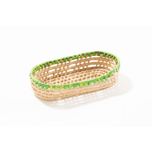 Cesto Oval Borda Verde Limão Tamanho:P 1