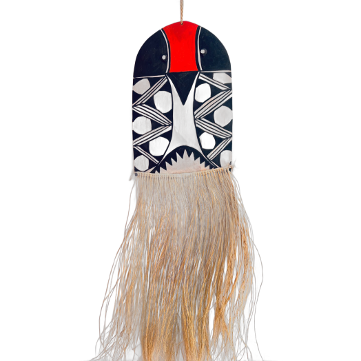 Mascara Madeira com Palha Povo Kamayurá - mod Peixe 06 1