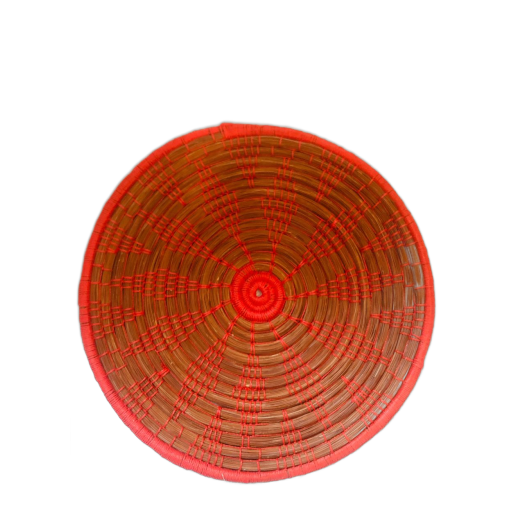 Sousplat Redondo de Piaçava M - Cor Vermelho e Marrom 1